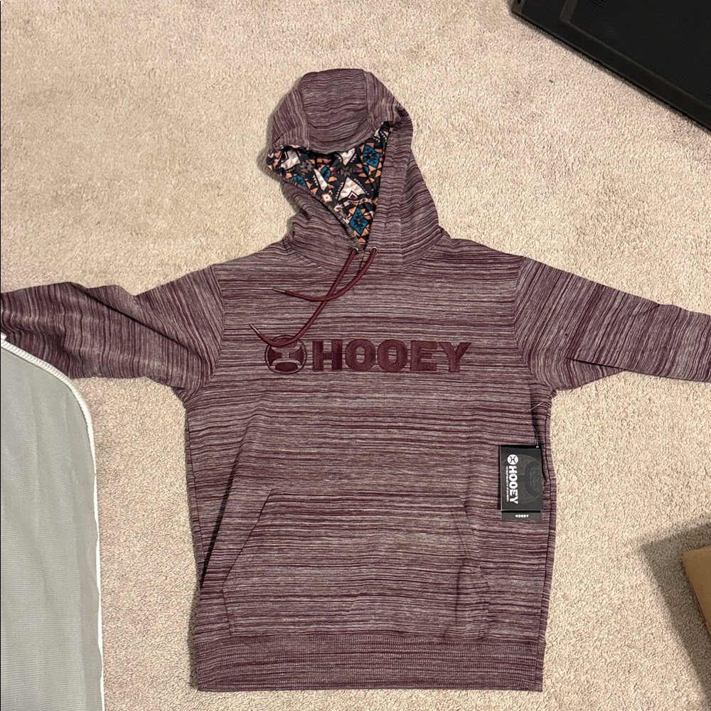 Hooey Men's Burgundy Striped Hoodie